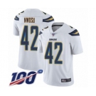 Men's Los Angeles Chargers #42 Uchenna Nwosu White Vapor Untouchable Limited Player 100th Season Football Jersey