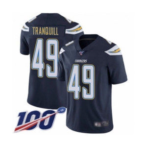 Men's Los Angeles Chargers #49 Drue Tranquill Navy Blue Team Color Vapor Untouchable Limited Player 100th Season Football Jersey