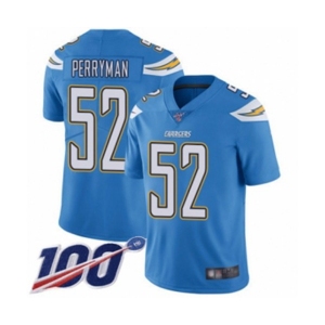 Men's Los Angeles Chargers #52 Denzel Perryman Electric Blue Alternate Vapor Untouchable Limited Player 100th Season Football Jersey