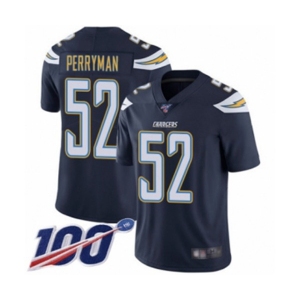 Men's Los Angeles Chargers #52 Denzel Perryman Navy Blue Team Color Vapor Untouchable Limited Player 100th Season Football Jersey