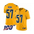 Men's Los Angeles Chargers #57 Jatavis Brown Limited Gold Inverted Legend 100th Season Football Jersey