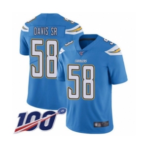 Men's Los Angeles Chargers #58 Thomas Davis Sr Electric Blue Alternate Vapor Untouchable Limited Player 100th Season Football Jersey