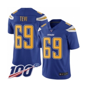 Men's Los Angeles Chargers #69 Sam Tevi Limited Electric Blue Rush Vapor Untouchable 100th Season Football Jersey