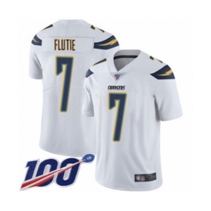 Men's Los Angeles Chargers #7 Doug Flutie White Vapor Untouchable Limited Player 100th Season Football Jersey