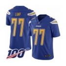 Men's Los Angeles Chargers #77 Forrest Lamp Limited Electric Blue Rush Vapor Untouchable 100th Season Football Jersey