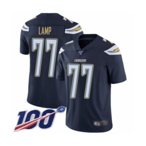 Men's Los Angeles Chargers #77 Forrest Lamp Navy Blue Team Color Vapor Untouchable Limited Player 100th Season Football Jersey