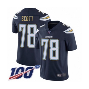 Men's Los Angeles Chargers #78 Trent Scott Navy Blue Team Color Vapor Untouchable Limited Player 100th Season Football Jersey