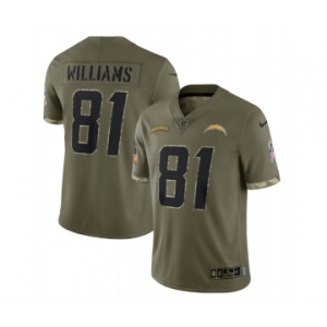 Men's Los Angeles Chargers #81 Mike Williams 2022 Olive Salute To Service Limited Stitched Jersey