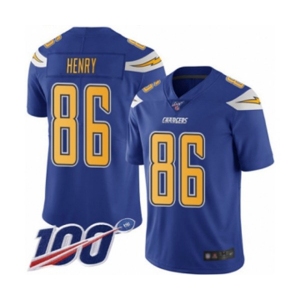 Men's Los Angeles Chargers #86 Hunter Henry Limited Electric Blue Rush Vapor Untouchable 100th Season Football Jersey