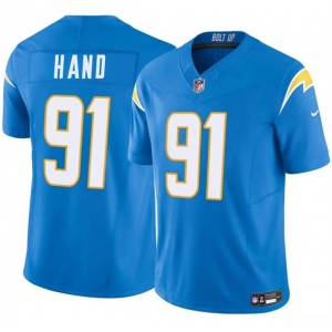 Men's Los Angeles Chargers #91 Da'Shawn Hand Blue 2025 F.U.S.E. Vapor Limited Football Stitched Jersey