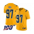 Men's Los Angeles Chargers #97 Joey Bosa Limited Gold Inverted Legend 100th Season Football Jersey