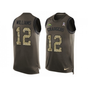 Men's Nike Los Angeles Chargers #12 Mike Williams Limited Green Salute to Service Tank Top NFL Jersey