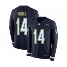 Men's Nike Los Angeles Chargers #14 Dan Fouts Limited Navy Blue Therma Long Sleeve NFL Jersey