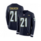 Men's Nike Los Angeles Chargers #21 LaDainian Tomlinson Limited Navy Blue Therma Long Sleeve NFL Jersey