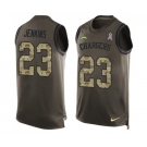 Men's Nike Los Angeles Chargers #23 Rayshawn Jenkins Limited Green Salute to Service Tank Top NFL Jersey