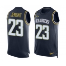 Men's Nike Los Angeles Chargers #23 Rayshawn Jenkins Limited Navy Blue Player Name & Number Tank Top NFL Jersey