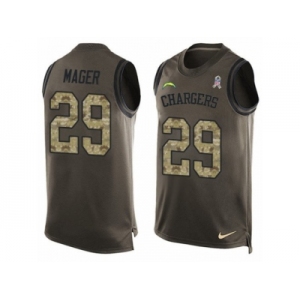 Men's Nike Los Angeles Chargers #29 Craig Mager Limited Green Salute to Service Tank Top NFL Jersey