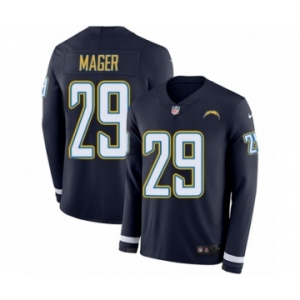 Men's Nike Los Angeles Chargers #29 Craig Mager Limited Navy Blue Therma Long Sleeve NFL Jersey