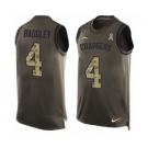 Men's Nike Los Angeles Chargers #4 Michael Badgley Limited Green Salute to Service Tank Top NFL Jersey