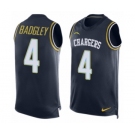 Men's Nike Los Angeles Chargers #4 Michael Badgley Limited Navy Blue Player Name & Number Tank Top NFL Jersey