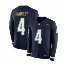 Men's Nike Los Angeles Chargers #4 Michael Badgley Limited Navy Blue Therma Long Sleeve NFL Jersey