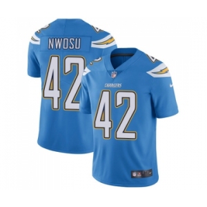 Men's Nike Los Angeles Chargers #42 Uchenna Nwosu Electric Blue Alternate Vapor Untouchable Limited Player NFL Jersey