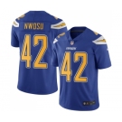 Men's Nike Los Angeles Chargers #42 Uchenna Nwosu Limited Electric Blue Rush Vapor Untouchable NFL Jersey