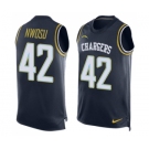 Men's Nike Los Angeles Chargers #42 Uchenna Nwosu Limited Navy Blue Player Name & Number Tank Top NFL Jersey