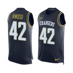 Men's Nike Los Angeles Chargers #42 Uchenna Nwosu Limited Navy Blue Player Name & Number Tank Top NFL Jersey