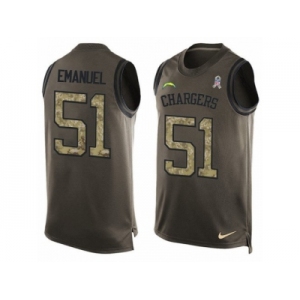 Men's Nike Los Angeles Chargers #51 Kyle Emanuel Limited Green Salute to Service Tank Top NFL Jersey