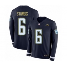 Men's Nike Los Angeles Chargers #6 Caleb Sturgis Limited Navy Blue Therma Long Sleeve NFL Jersey