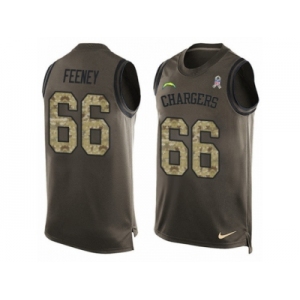 Men's Nike Los Angeles Chargers #66 Dan Feeney Limited Green Salute to Service Tank Top NFL Jersey