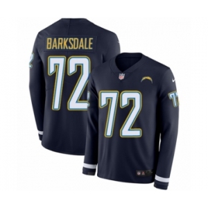 Men's Nike Los Angeles Chargers #72 Joe Barksdale Limited Navy Blue Therma Long Sleeve NFL Jersey