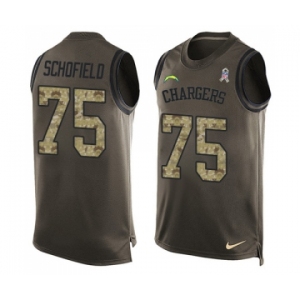 Men's Nike Los Angeles Chargers #75 Michael Schofield Limited Green Salute to Service Tank Top NFL Jersey