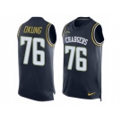 Men's Nike Los Angeles Chargers #76 Russell Okung Limited Navy Blue Player Name & Number Tank Top NFL Jersey