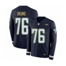 Men's Nike Los Angeles Chargers #76 Russell Okung Limited Navy Blue Therma Long Sleeve NFL Jersey