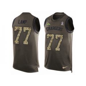 Men's Nike Los Angeles Chargers #77 Forrest Lamp Limited Green Salute to Service Tank Top NFL Jersey