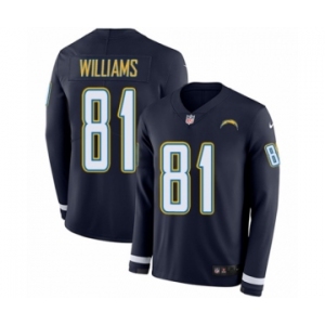 Men's Nike Los Angeles Chargers #81 Mike Williams Limited Navy Blue Therma Long Sleeve NFL Jersey