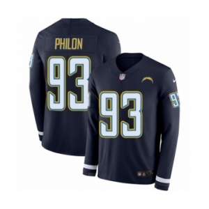 Men's Nike Los Angeles Chargers #93 Darius Philon Limited Navy Blue Therma Long Sleeve NFL Jersey