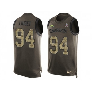 Men's Nike Los Angeles Chargers #94 Corey Liuget Limited Green Salute to Service Tank Top NFL Jersey