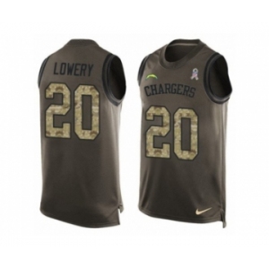 Men's Nike San Diego Chargers #20 Dwight Lowery Limited Green Salute to Service Tank Top NFL Jersey