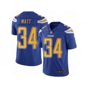 Men's Nike San Diego Chargers #34 Derek Watt Limited Electric Blue Rush NFL Jersey