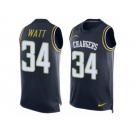 Men's Nike San Diego Chargers #34 Derek Watt Limited Navy Blue Player Name & Number Tank Top NFL Jersey