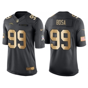 Nike San Diego Chargers #99 Joey Bosa Anthracite 2016 Christmas Day Gold Men's NFL Limited Salute to Service Jersey