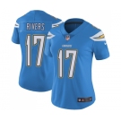 Women's Los Angeles Chargers #17 Philip Rivers Electric Blue Alternate Vapor Untouchable Limited Player Football Jersey