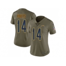 Women Nike Los Angeles Chargers #14 Dan Fouts Olive Stitched NFL Limited 2017 Salute to Service Jersey