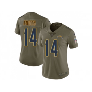 Women Nike Los Angeles Chargers #14 Dan Fouts Olive Stitched NFL Limited 2017 Salute to Service Jersey