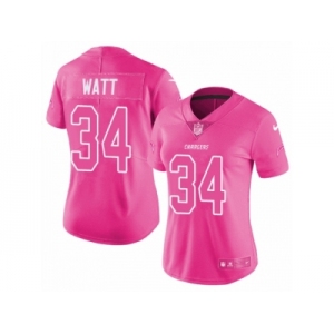 Women Nike Los Angeles Chargers #34 Derek Watt Limited Pink Rush Fashion NFL Jersey