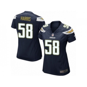 Women Nike Los Angeles Chargers #58 Nigel Harris Game Navy Blue Team Color NFL Jersey