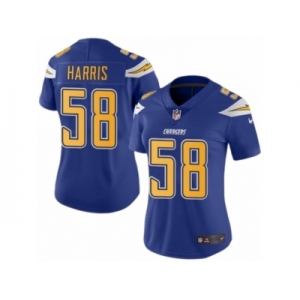 Women Nike Los Angeles Chargers #58 Nigel Harris Limited Electric Blue Rush Vapor Untouchable NFL Jersey